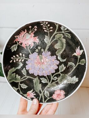 Vintage 8” Chinese Vintage Famille Rose Porcelain Plate 80s | Plate Wall